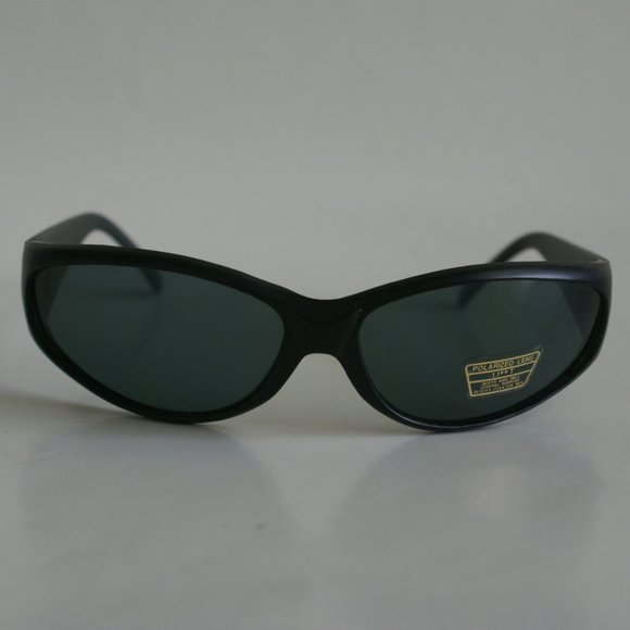NWT Vintage 90's PC Rectangle Sport Wrap Polarized Sunglasses (M.Black) - Picture 1 of 5